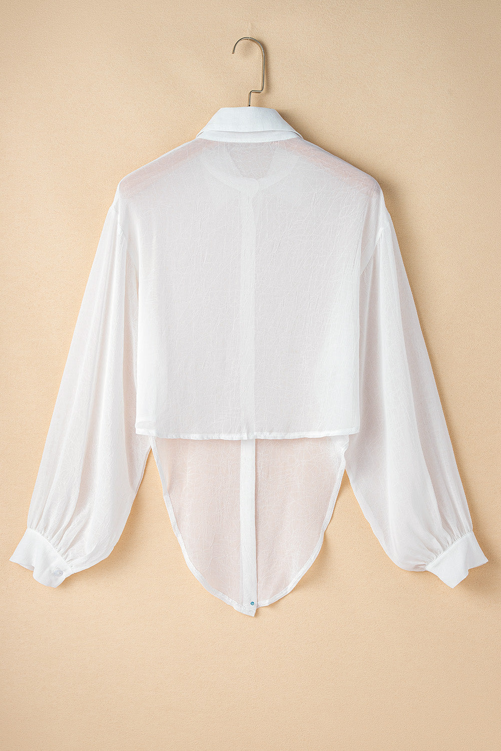 Solid Knotted Front Loose Fit Sheer Shirt