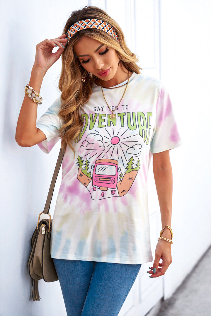 SAY YES TO ADVENTURE Tie-dye Print Tee