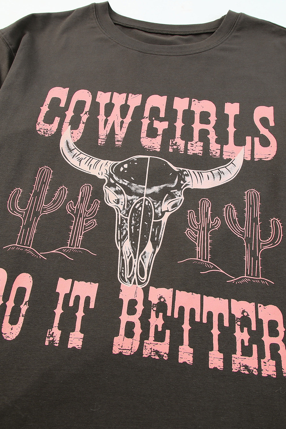 Gray COWGIRLS DO IT BETTER Graphic Print Oversized T Shirt