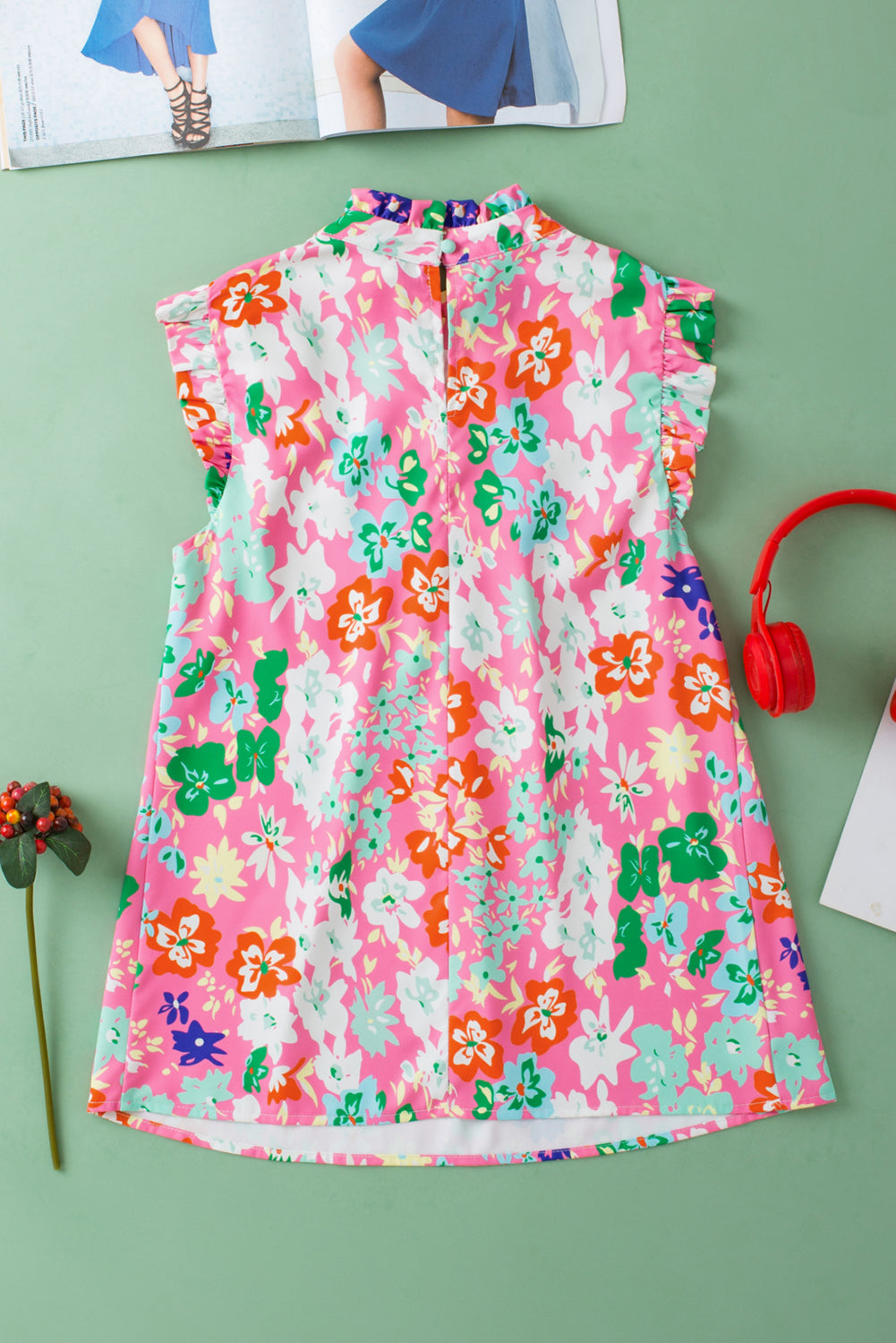 Frilled Collar Floral Vest