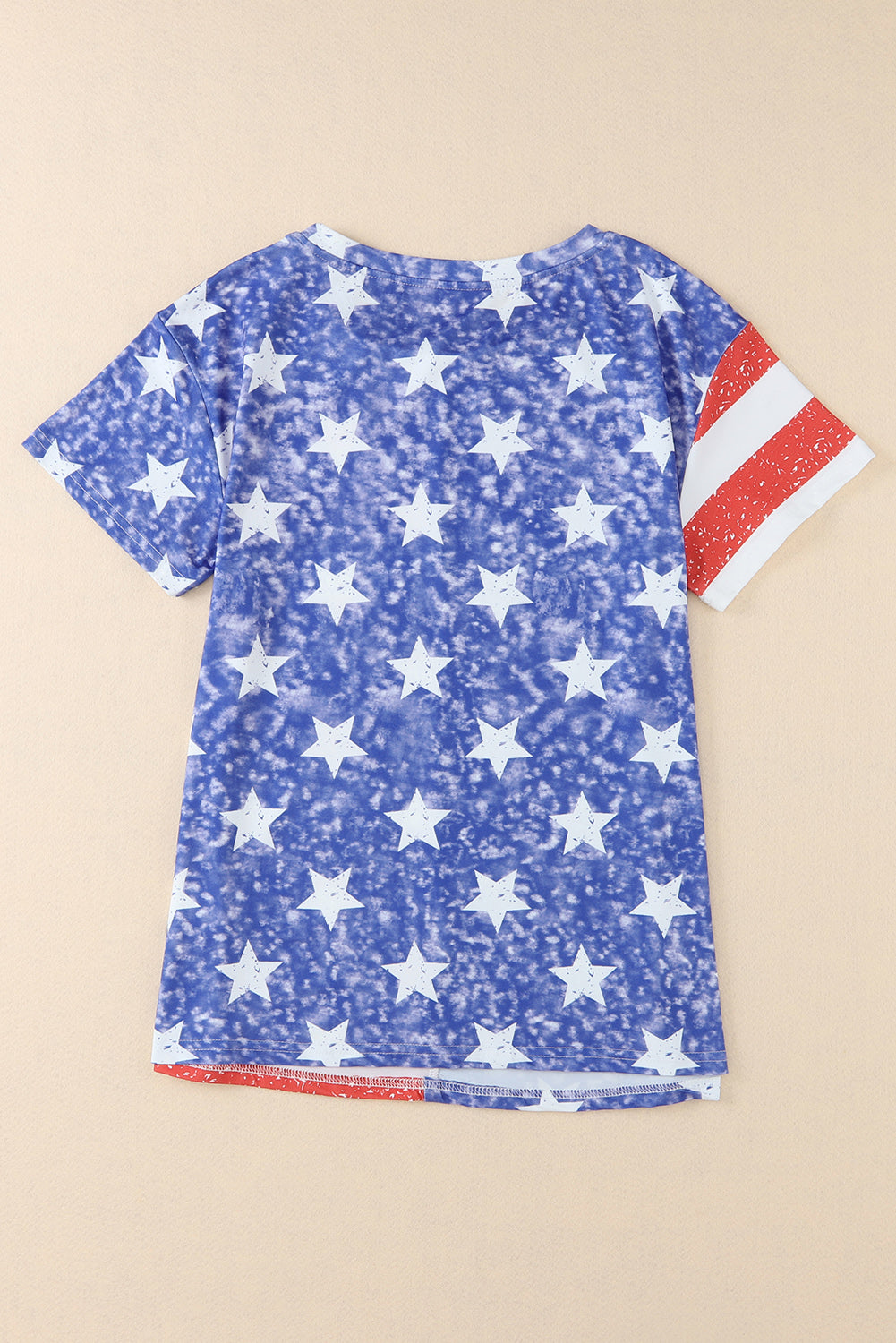 Stripe American Flag Print Distressed Crew Neck T Shirt