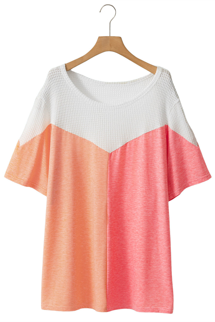 Plus Size Colorblock Waffle Knit Tee