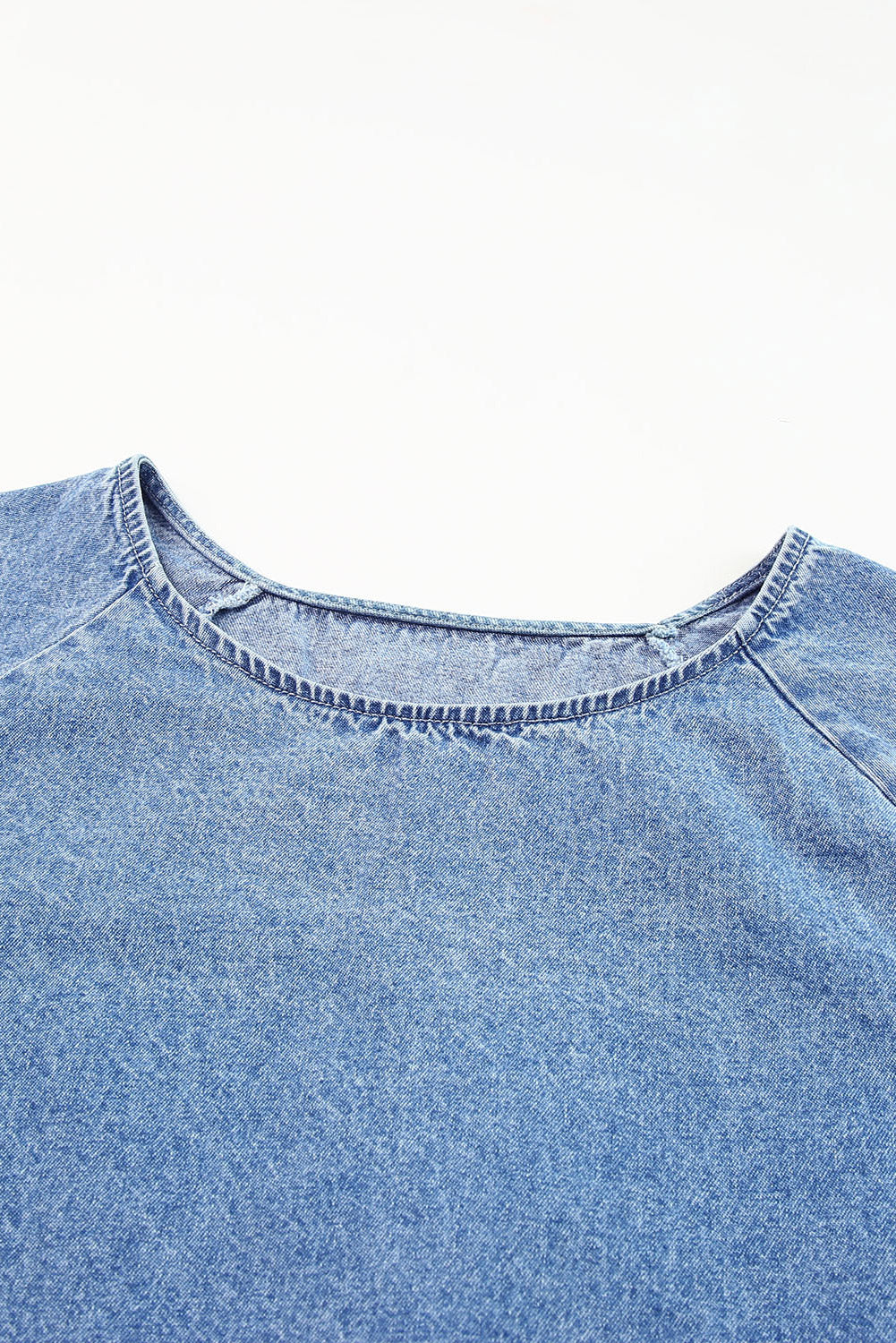 Sky Blue Raw Edge Denim Top