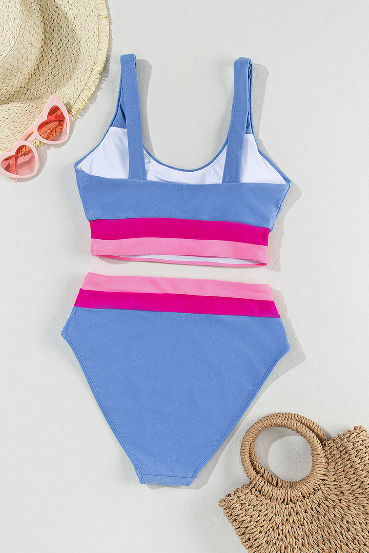 Colorblock High Waisted Bikini Swimsuit