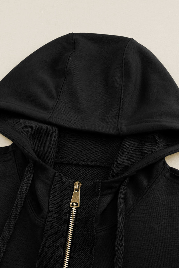 Raw Edge Exposed Seam Full Zip Hoodie