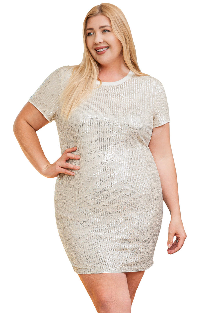 Plus Size Sequin Short Sleeve T-shirt Dress