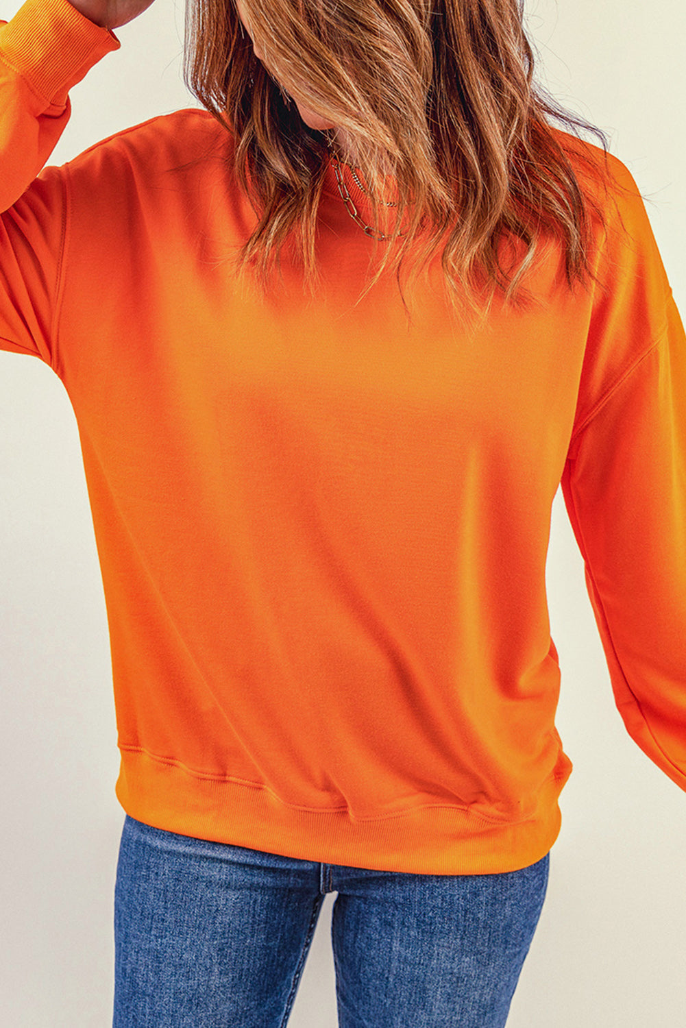 Plain Crew Neck Pullover Sweatshirt