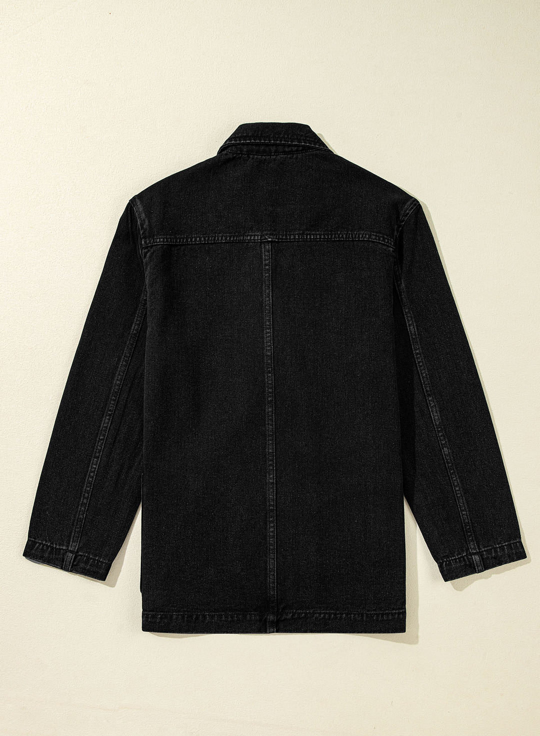 Side Pockets Lapel Collar Denim Jacket