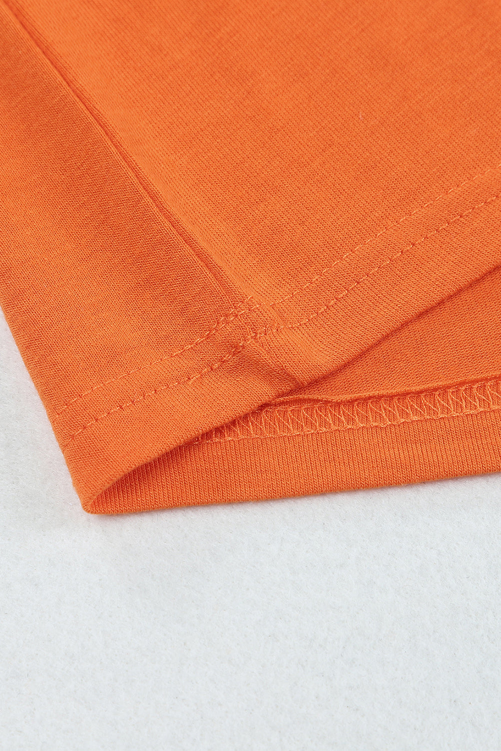 Orange Solid Color Crew Neck Tee