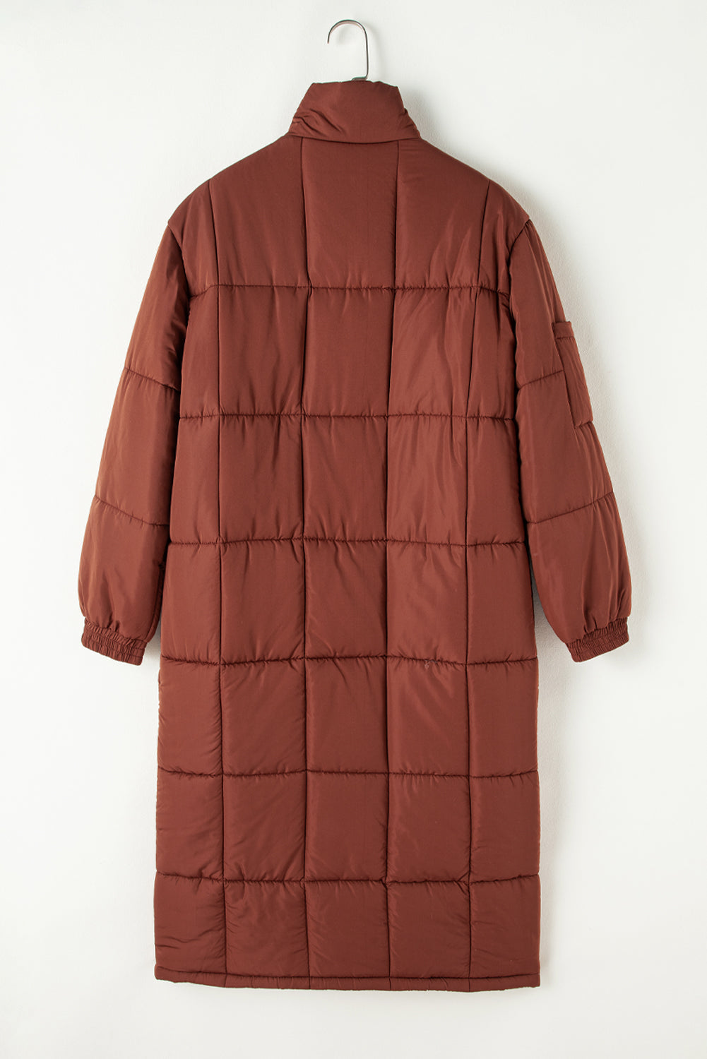 Quilted Puffer Stand Neck Zipped Mid-length Coat