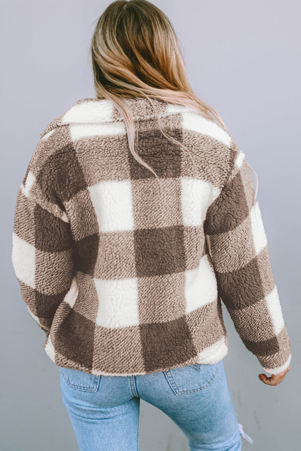 Plaid Sherpa Buttoned Flap Pocket Shacket