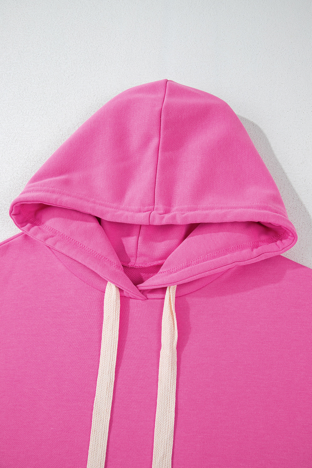 Solid Drop Shoulder Drawstring Cropped Hoodie