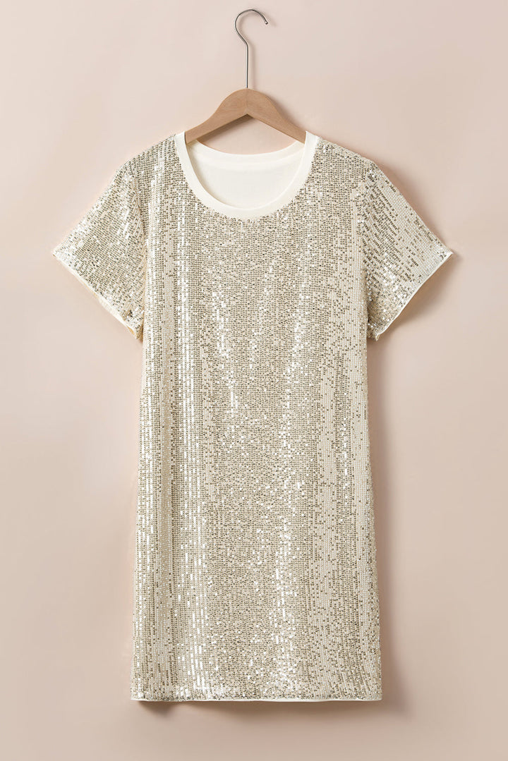 Plus Size Sequin Short Sleeve T-shirt Dress