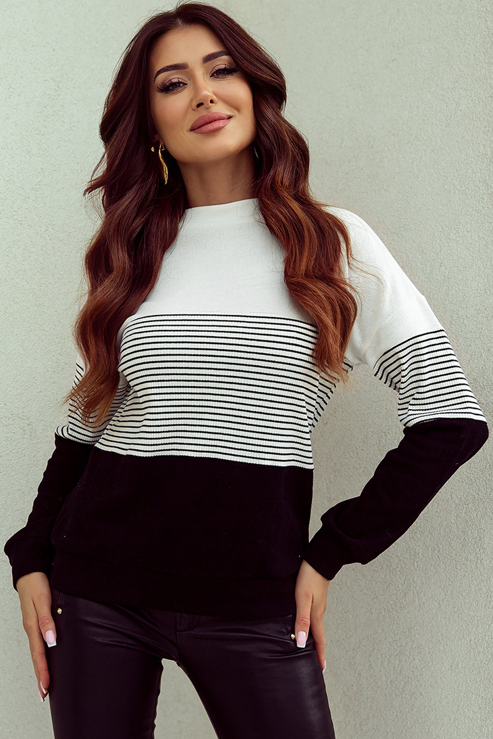 Striped Contrast Colorblock Knit Top