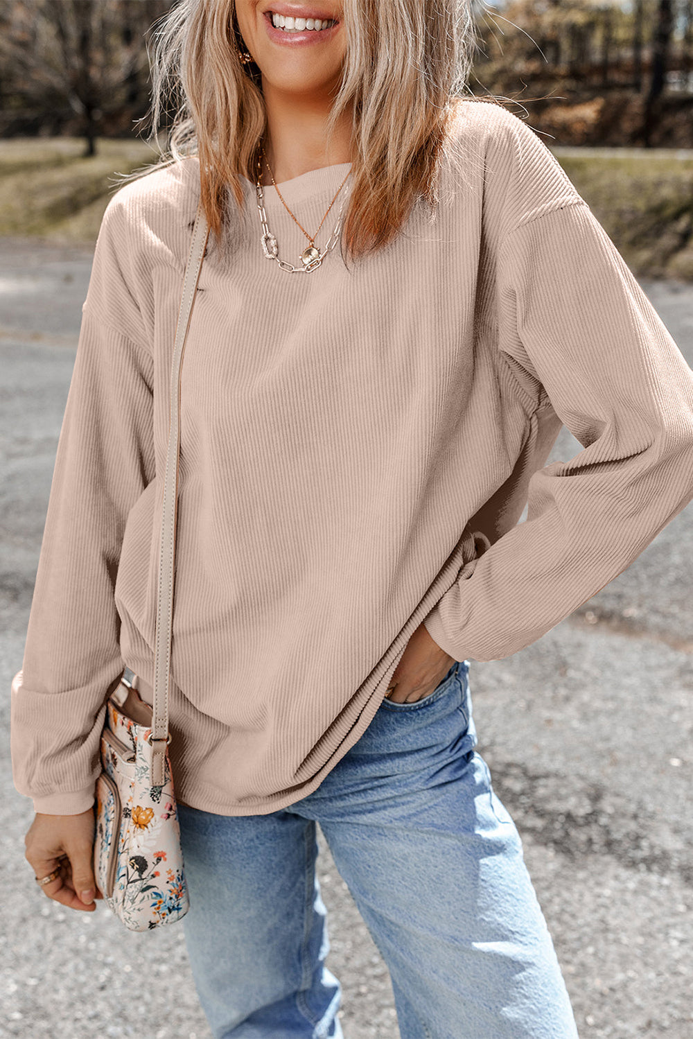 Ribbed Corduroy Oversized Sweatshirt