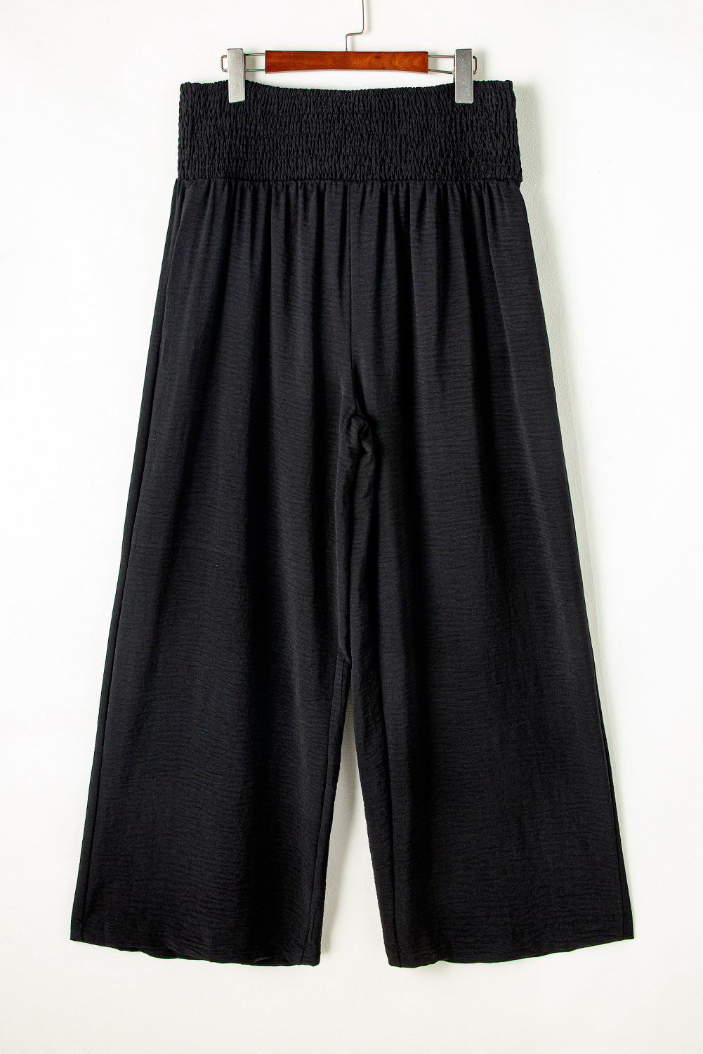 Shirred High Waist Plus Size Wide Leg Pants