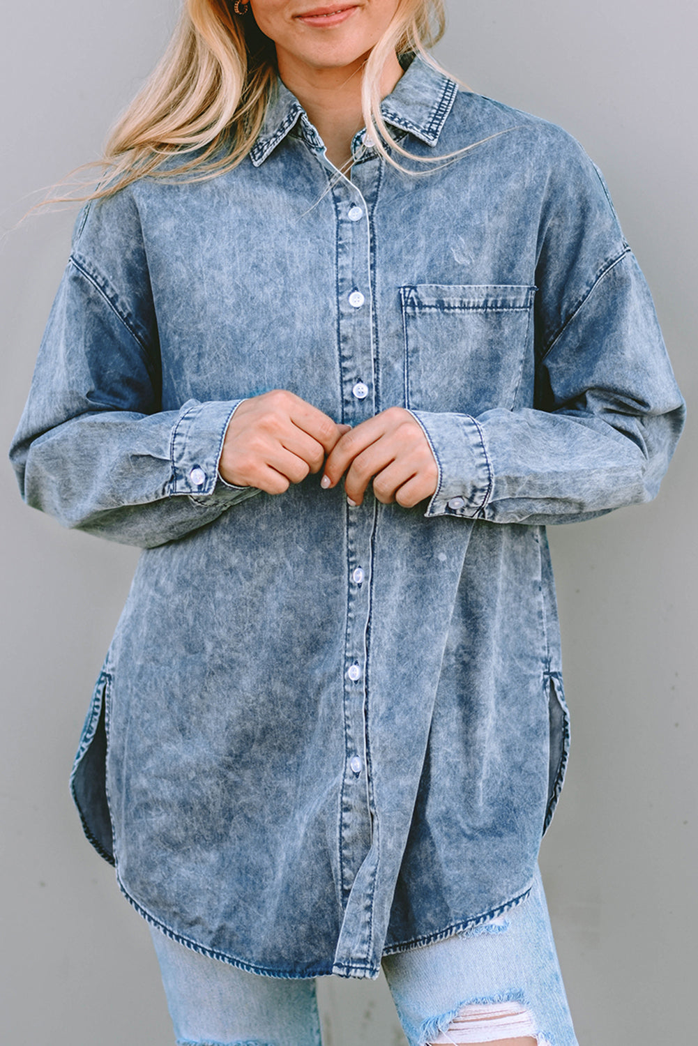 Vintage Washed Chest Pocket Denim Shirt