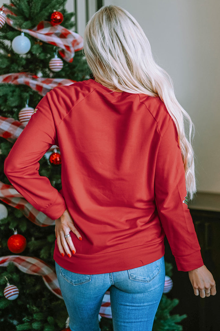 Sequined Christmas Tree Raglan Sleeve Sweatshirt