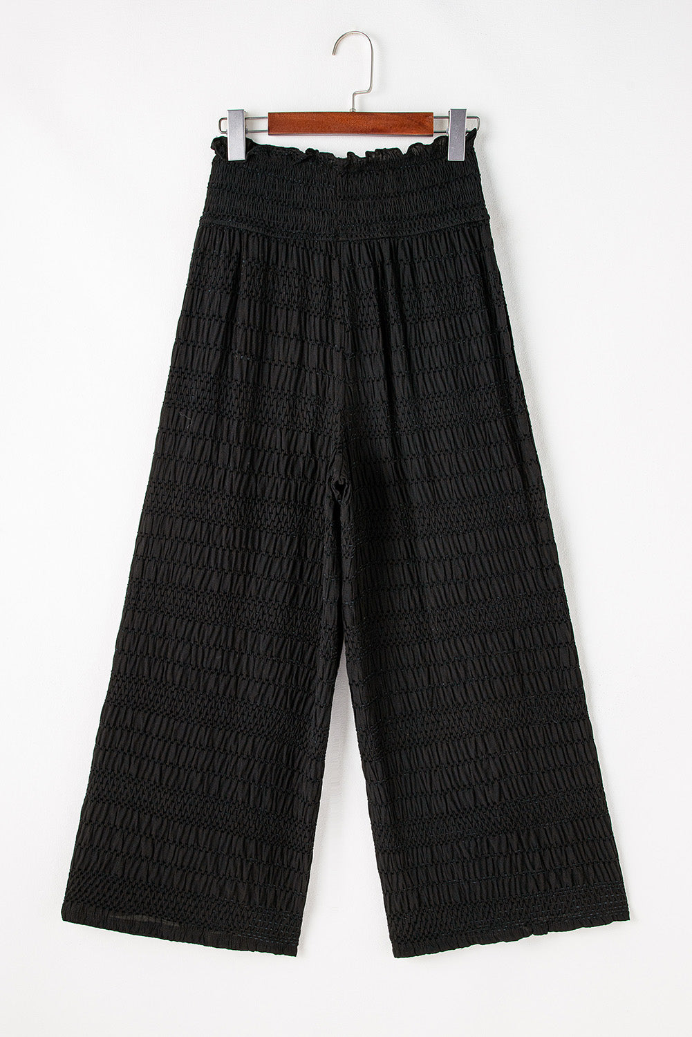 Textured Wide Smocked Waist Loose Pants