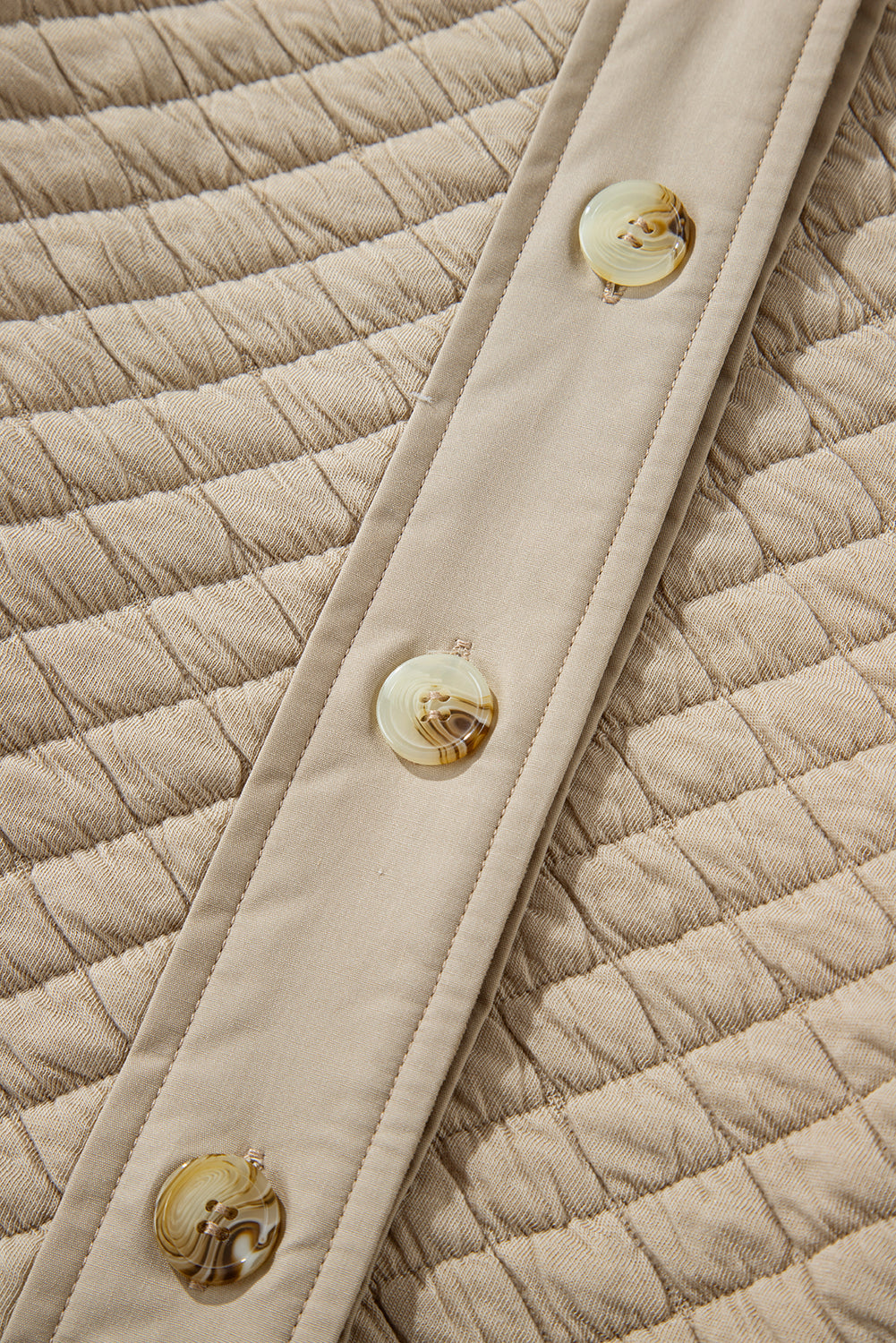 Solid Color Quilted Puffer Buttoned Shacket