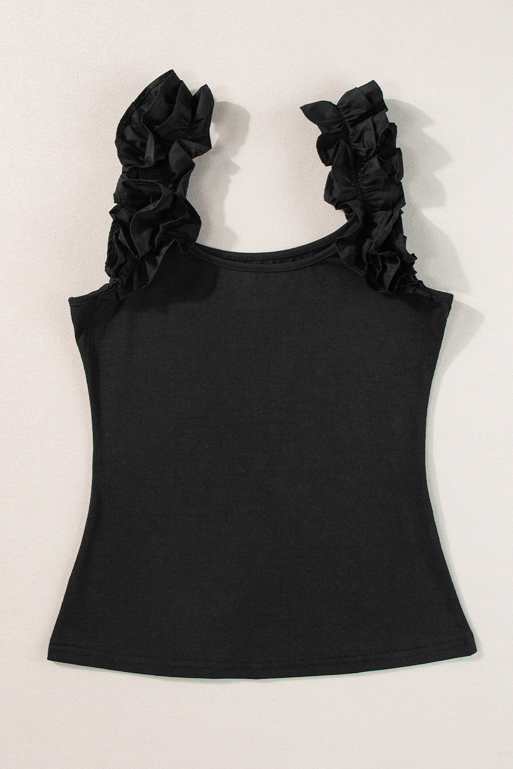 Ruffled Wide Straps Slim Tank Top