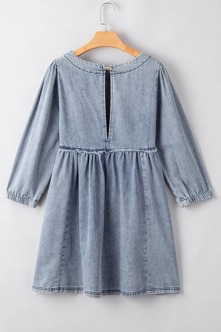 Light Wash High Waist Loose Fit Denim Mini Dress