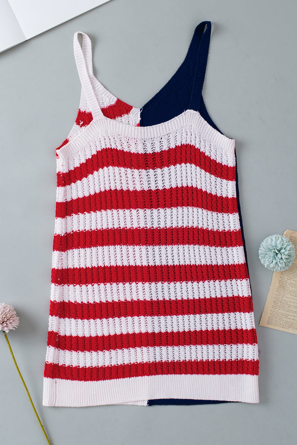 Stars and Stripes Flag Pattern Knitted Tank