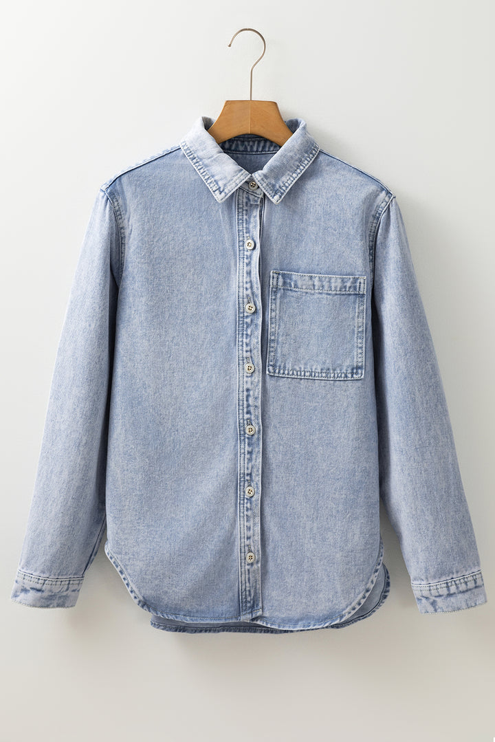 Buttoned Chest Pocket Denim Shacket