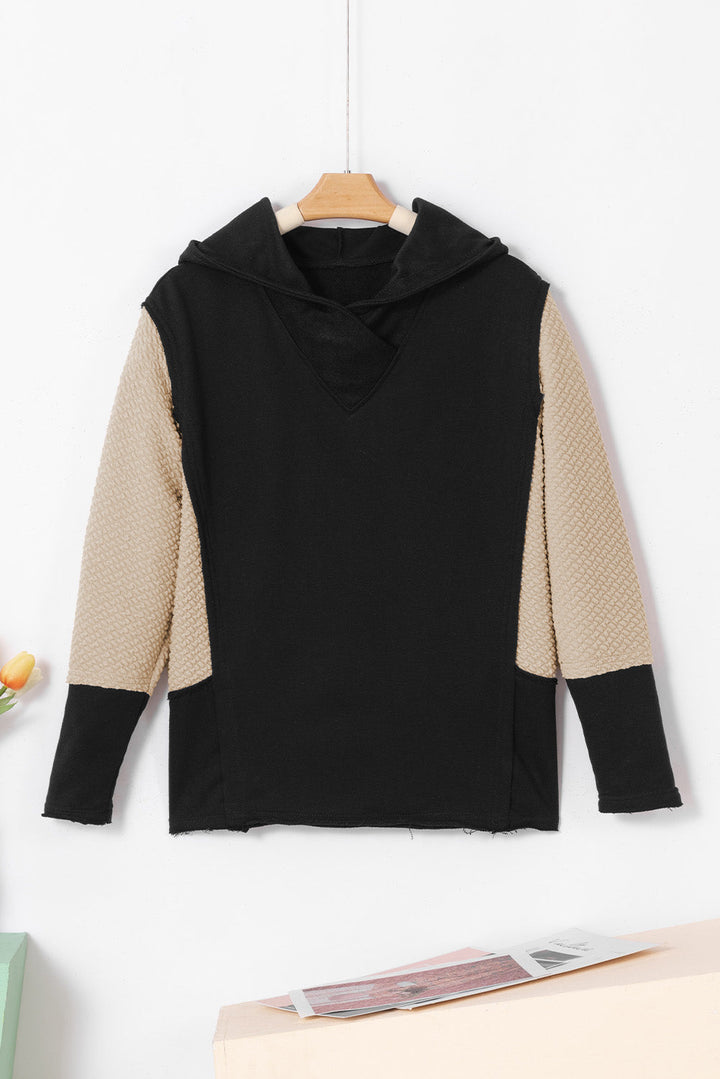 Contrast Sleeves Patchwork Colorblock Hoodie