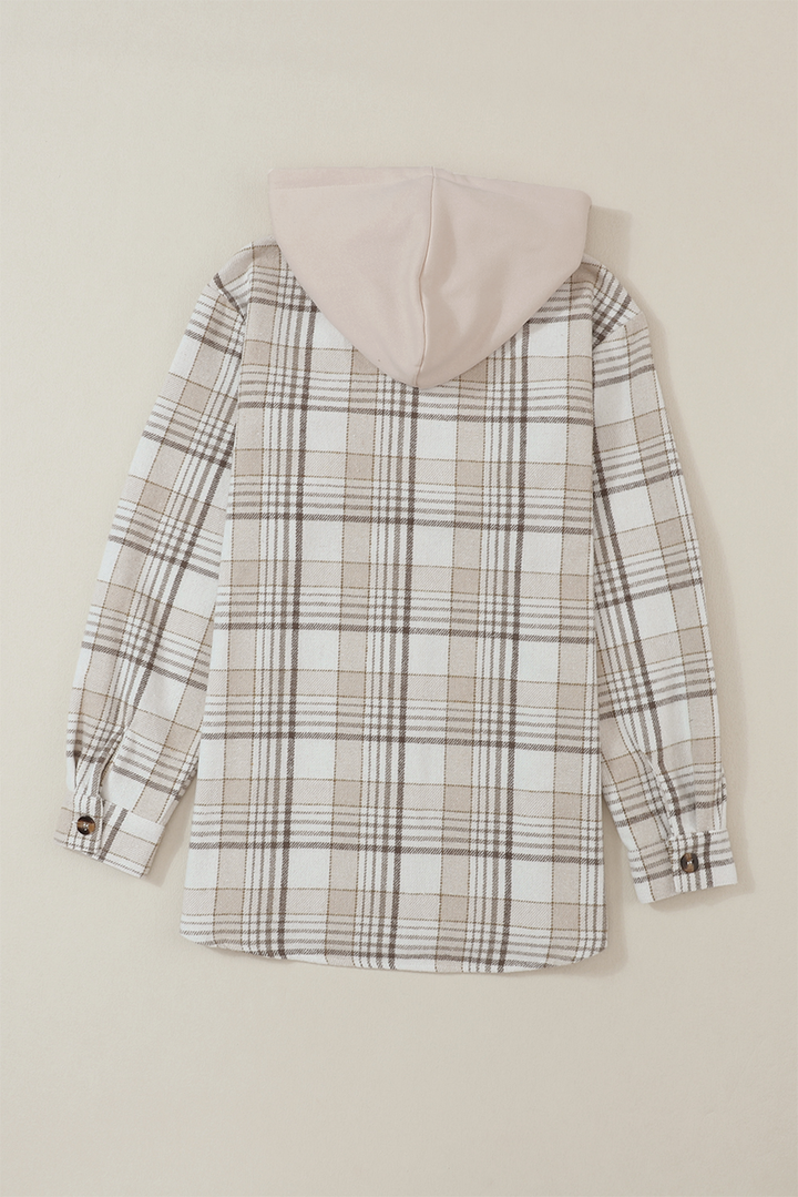 Plaid Removable Hood Buttoned Shacket