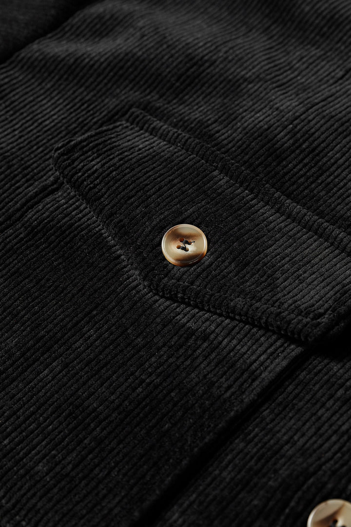 Corduroy Flap Pocket Button Up Shacket