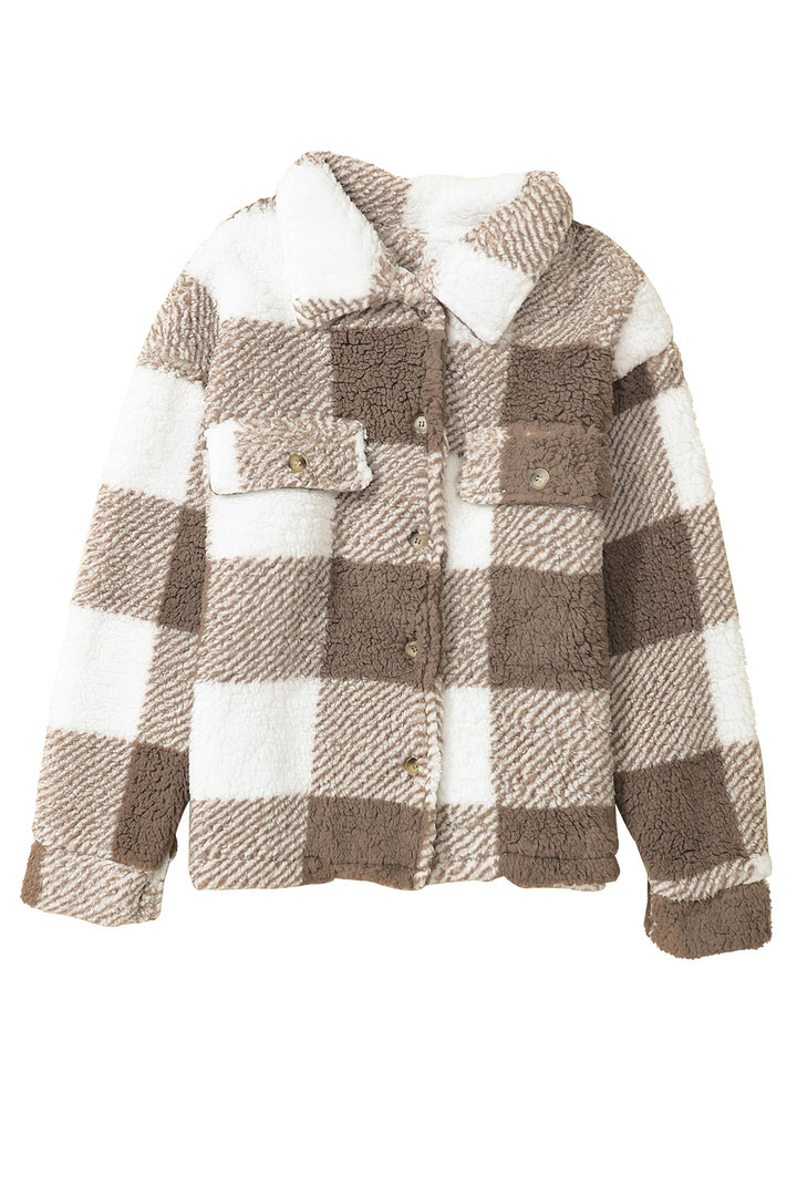 Plaid Sherpa Buttoned Flap Pocket Shacket