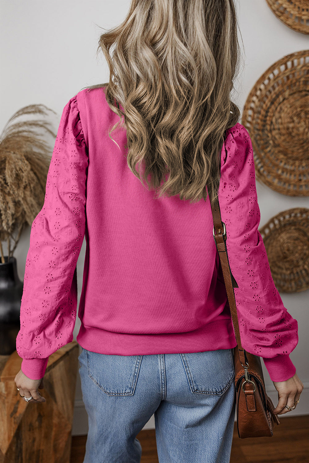 Textured Patchwork Round Neck Sweatshirt