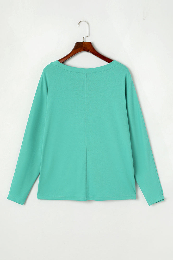 Solid Color Patchwork Long Sleeve Top