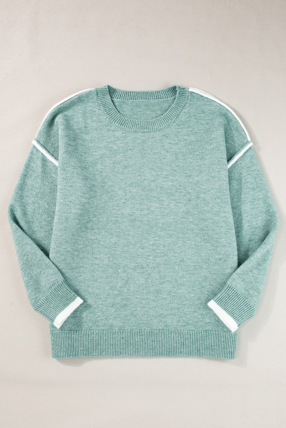 Colorblock Contrasting Edge Crewneck Sweater