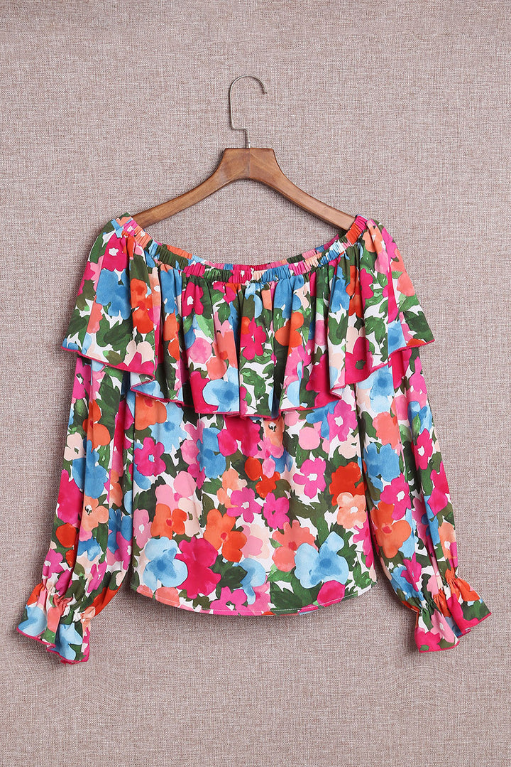 Floral Print Ruffled Off Shoulder Blouse