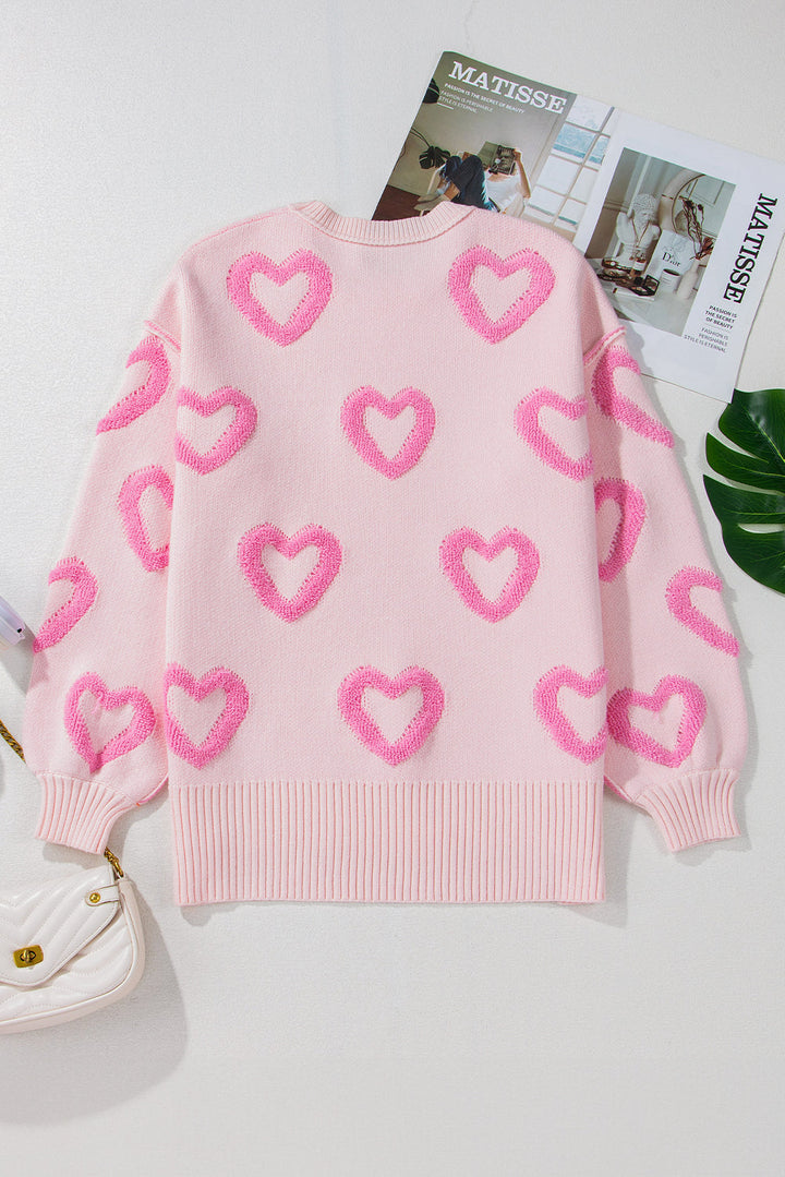 Heart Shape Bubble Sleeve Baggy Sweater