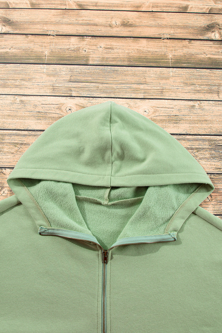 Fleece Lined Half Zipper Kangaroo Pockets Loose Hoodie