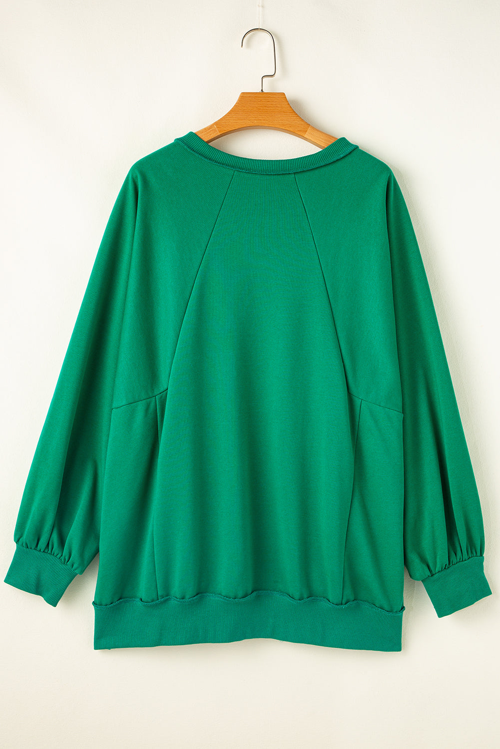 Exposed Seam Notched Neck Drop Shoulder Plus Sweatshirt