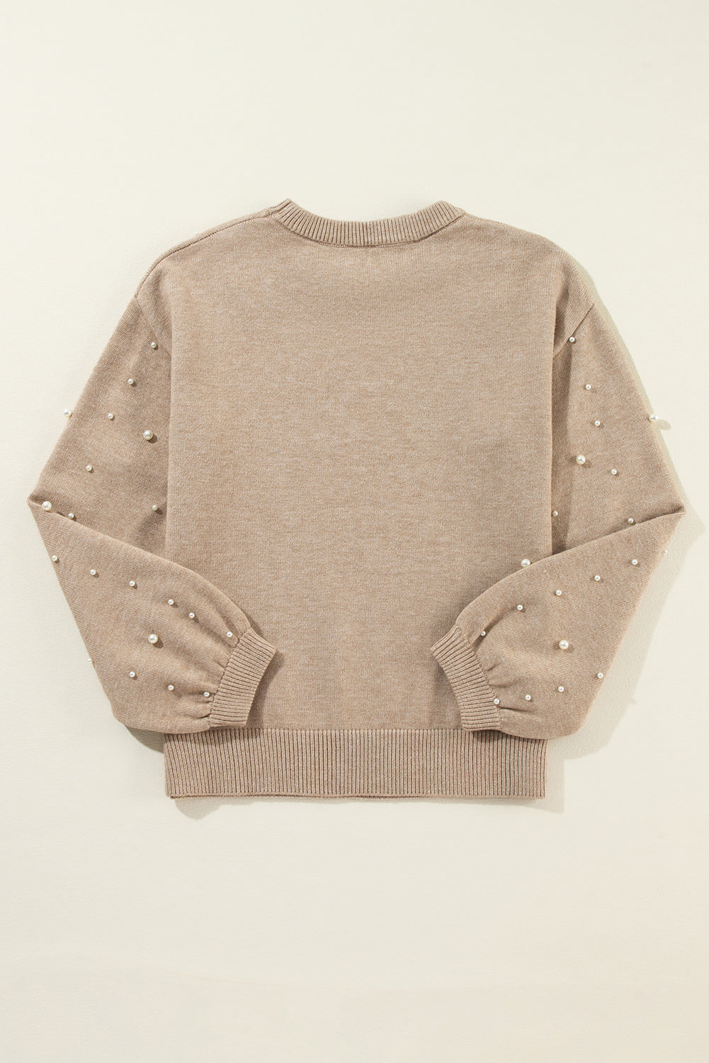 Pearled Drop Shoulder Round Neck Sweater