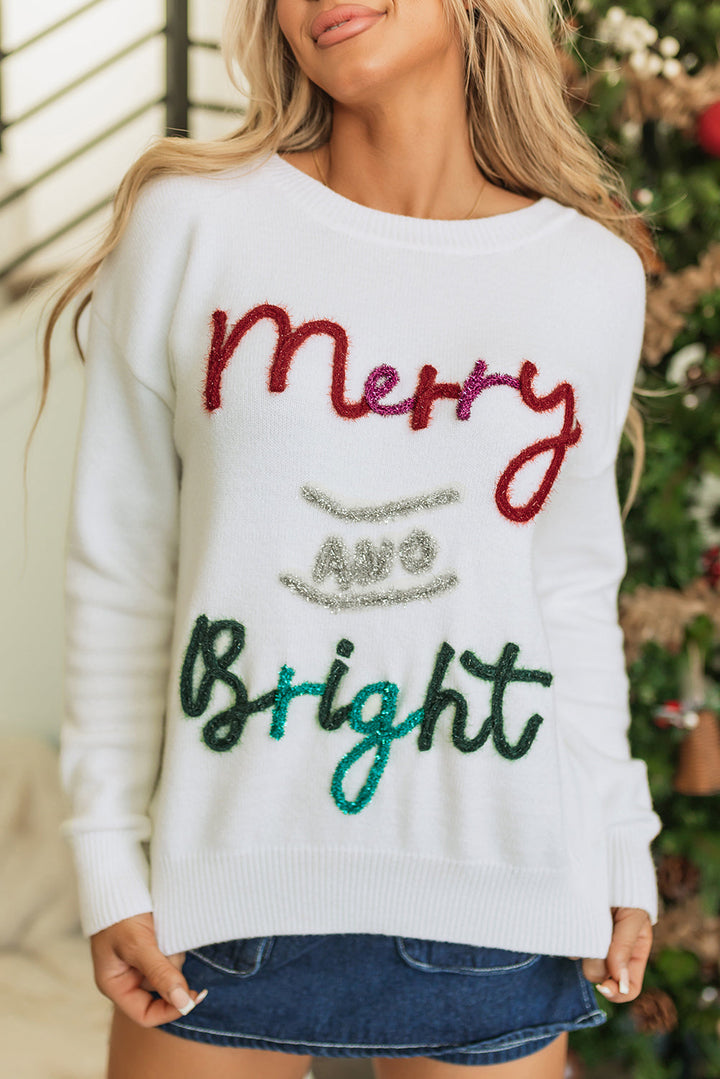 Tinsel Merry and Bright Graphic Christmas Sweater