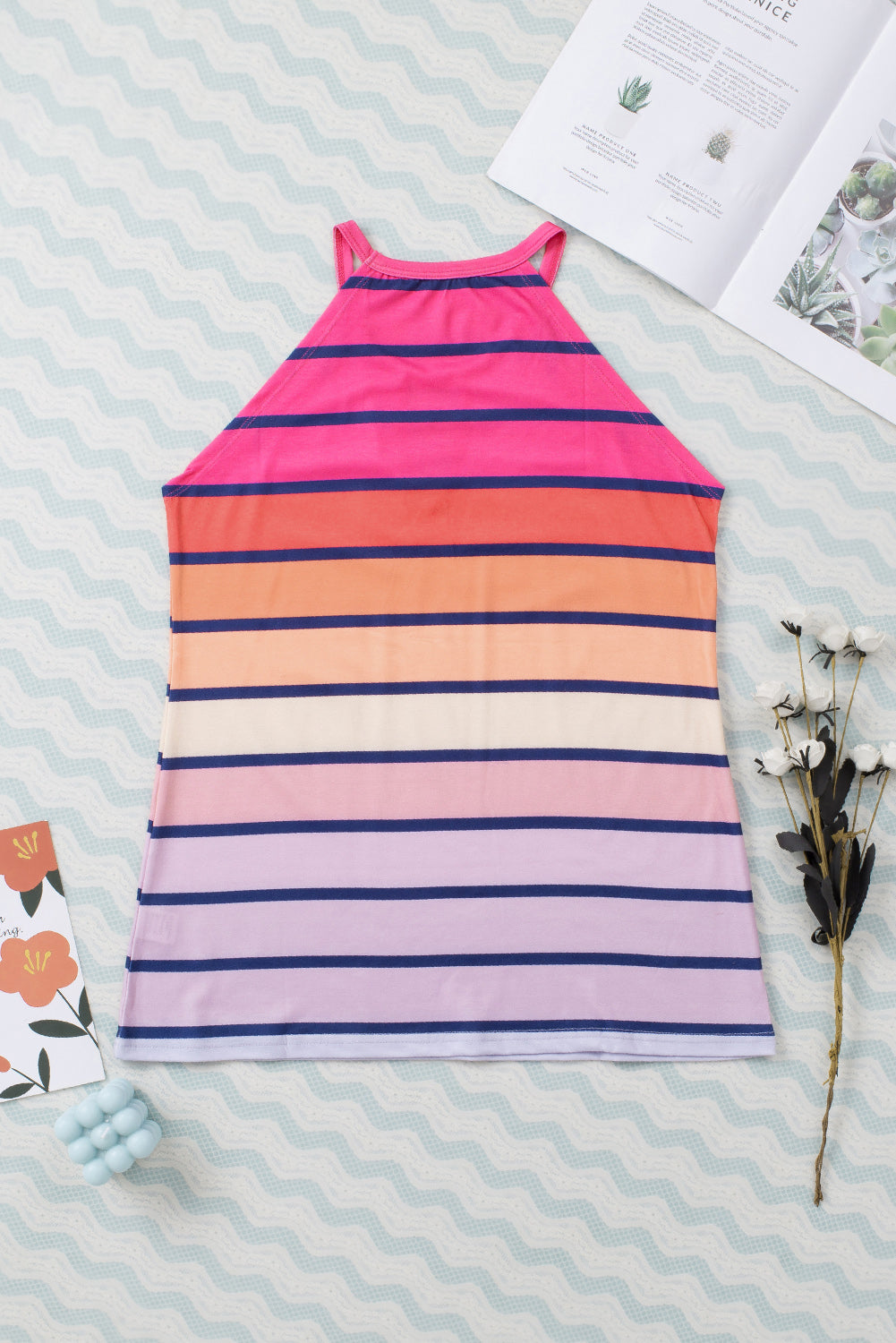 Colorful Striped Hollow Out Camisole