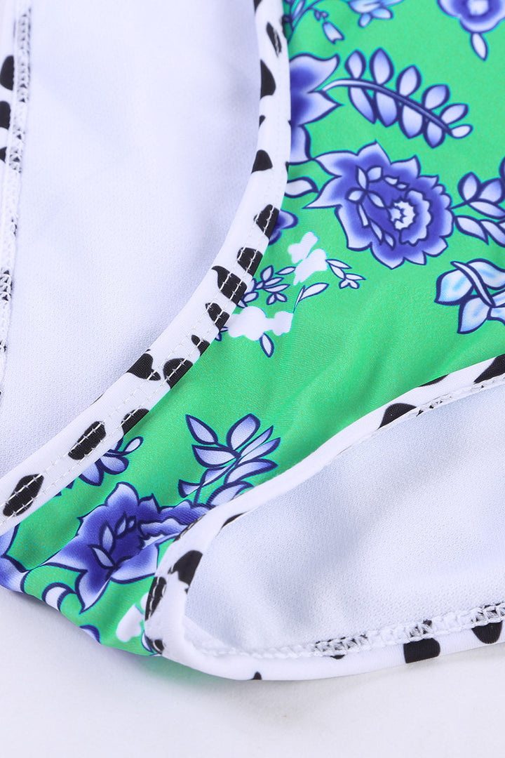 Printed Smocked High waisted swimsuits