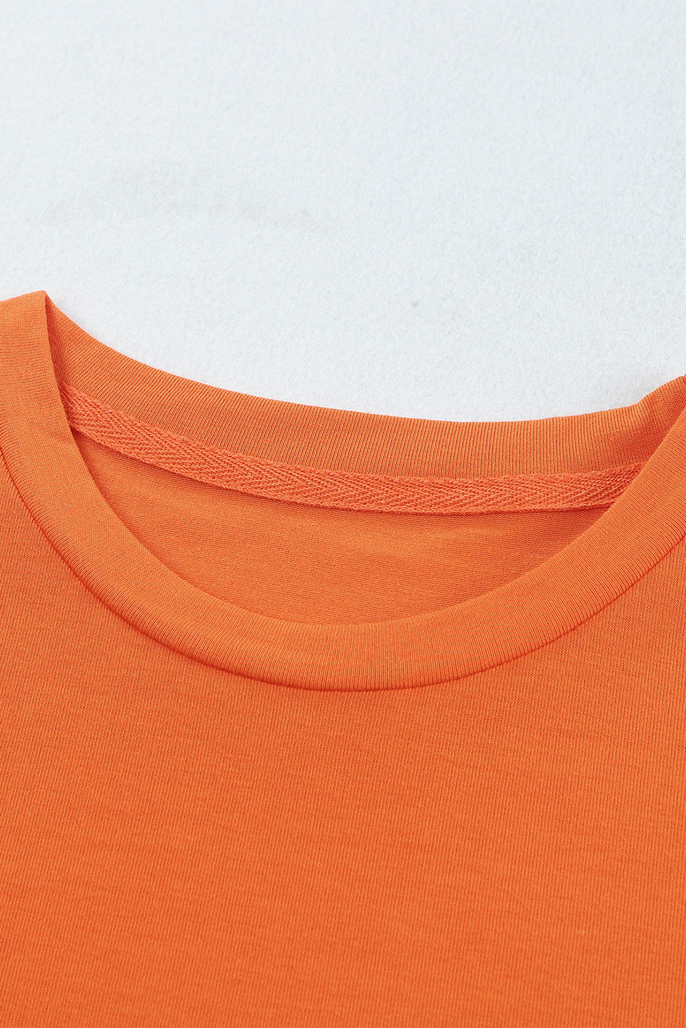 Orange Solid Color Crew Neck Tee