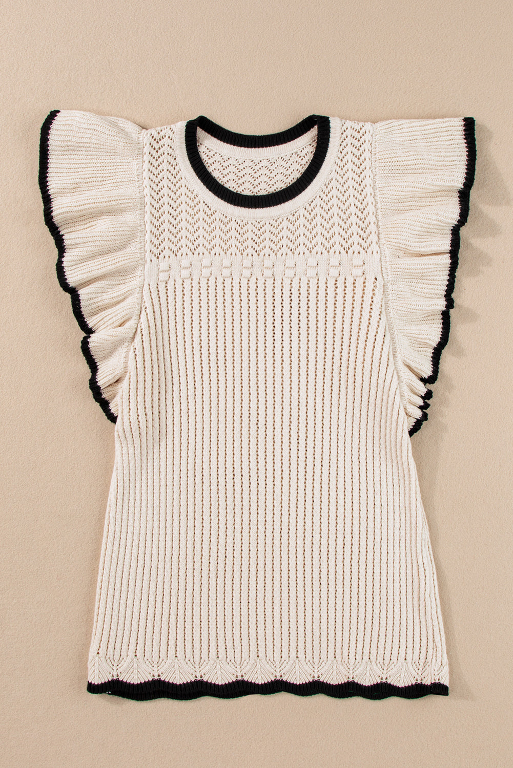 Crochet Eyelet Flounce Tank Top