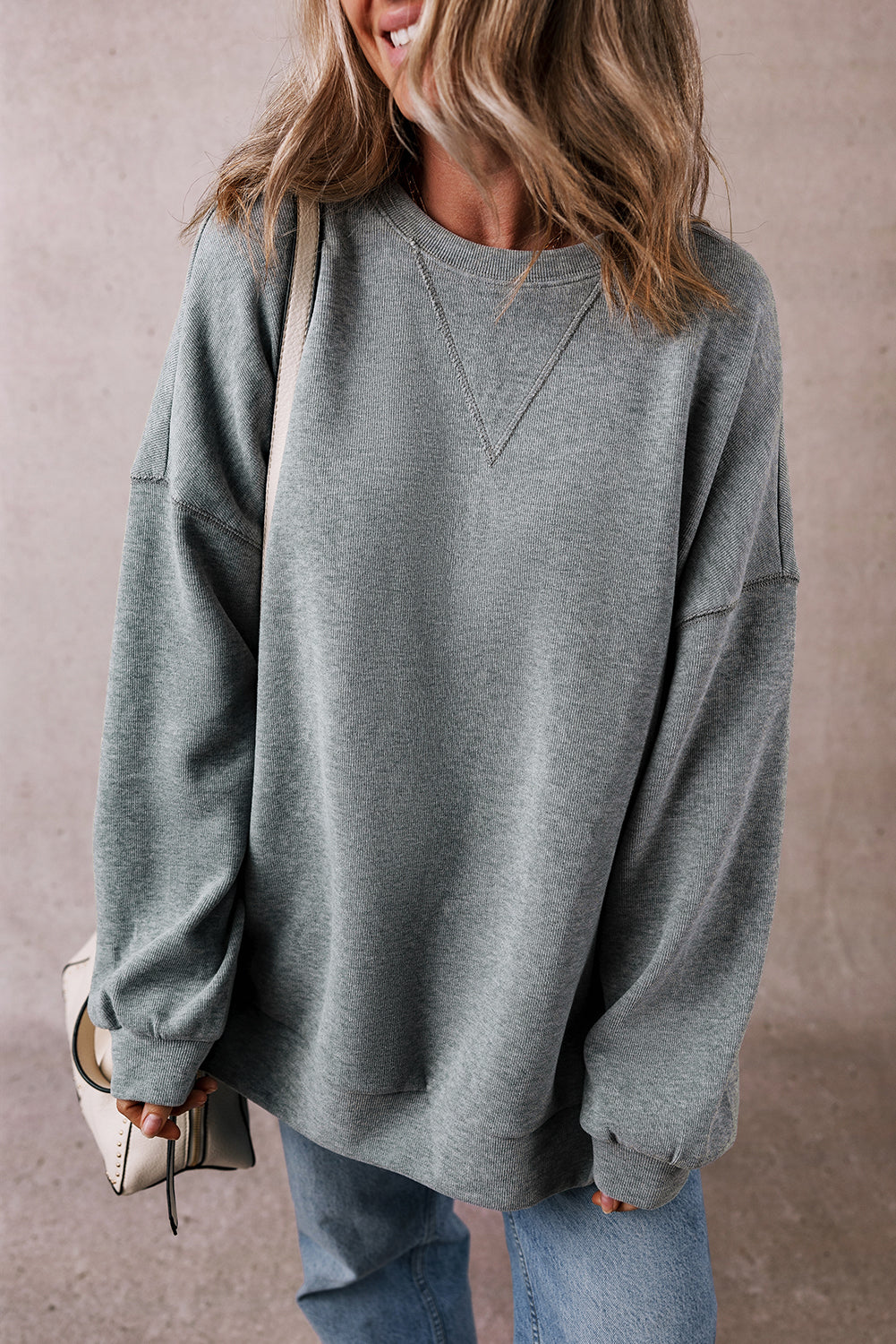 Side Split Drop Shoulder Oversized Sweatshirt