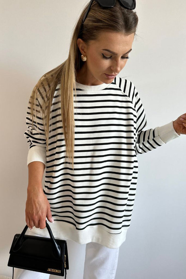 Raglan Sleeve Side Slits Loose Sweatshirt