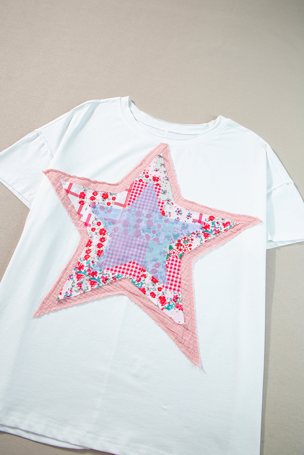 White Star Patchwork Loose T-shirt