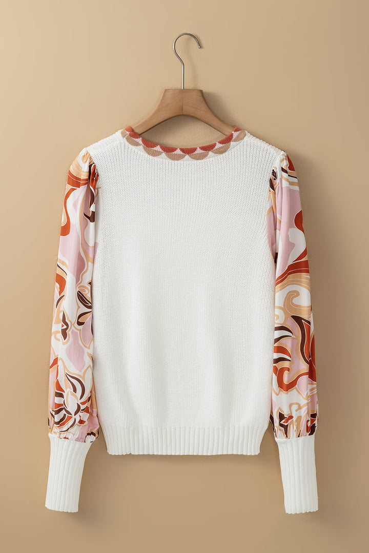 Floral Patch Bishop Sleeve Sweater