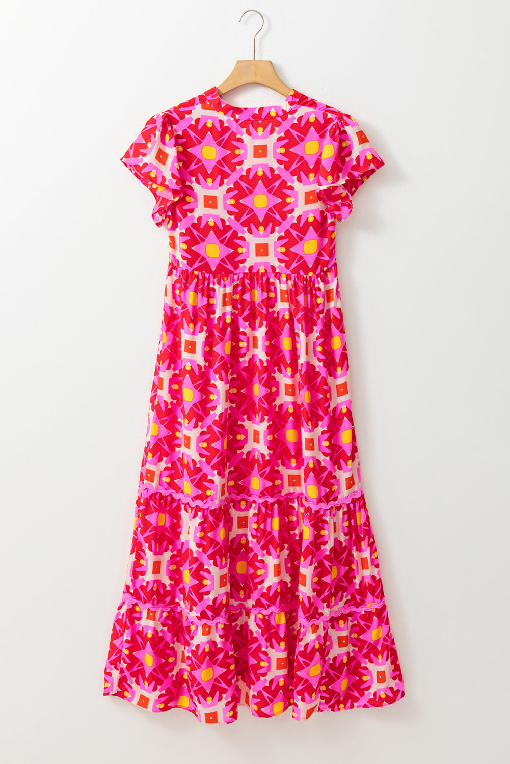 Geo Print V-neck Maxi Dress